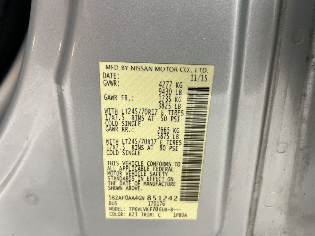 2016 Nissan NV Passenger SL