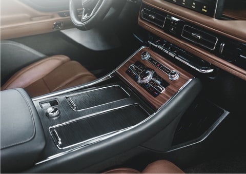 The front center console of a 2023 Lincoln Aviator® SUV is shown | Dan Cummins Lincoln in Nicholasville KY