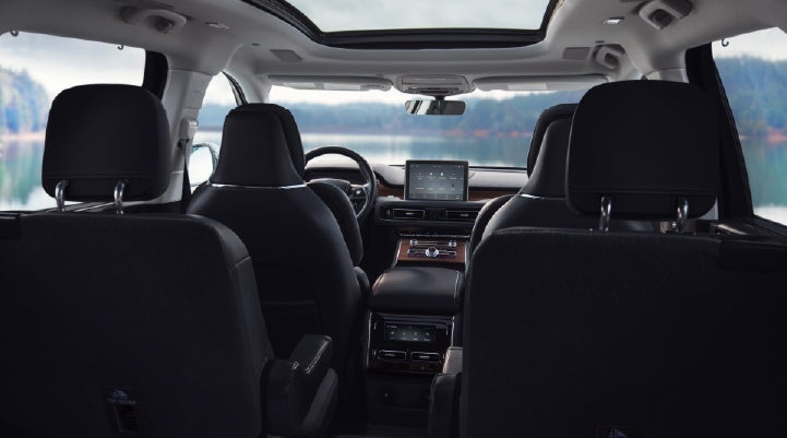 The interior of a 2024 Lincoln Aviator® SUV from behind the second row | Dan Cummins Lincoln in Nicholasville KY
