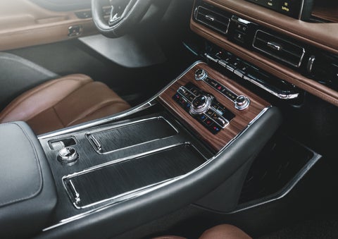 The front center console of a 2024 Lincoln Aviator® SUV is shown | Dan Cummins Lincoln in Nicholasville KY