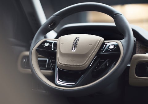 The intuitively placed controls of the steering wheel on a 2024 Lincoln Aviator® SUV | Dan Cummins Lincoln in Nicholasville KY
