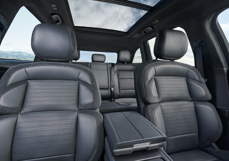 The spacious second row and available panoramic Vista Roof® is shown. | Dan Cummins Lincoln in Nicholasville KY