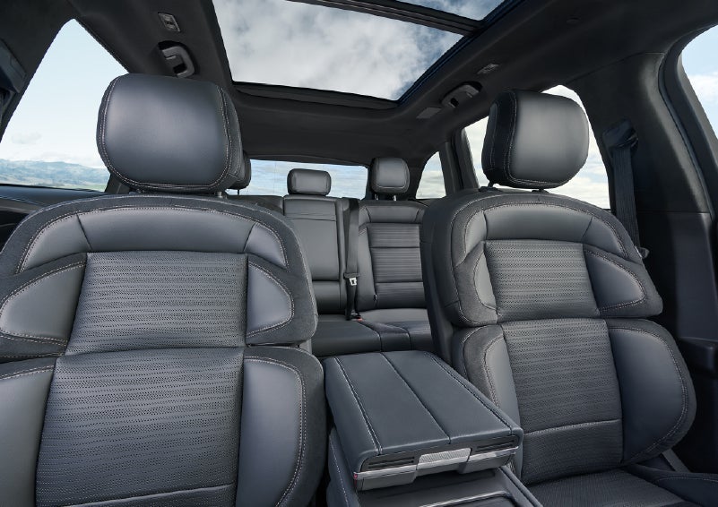 The spacious second row and available panoramic Vista Roof® is shown. | Dan Cummins Lincoln in Nicholasville KY